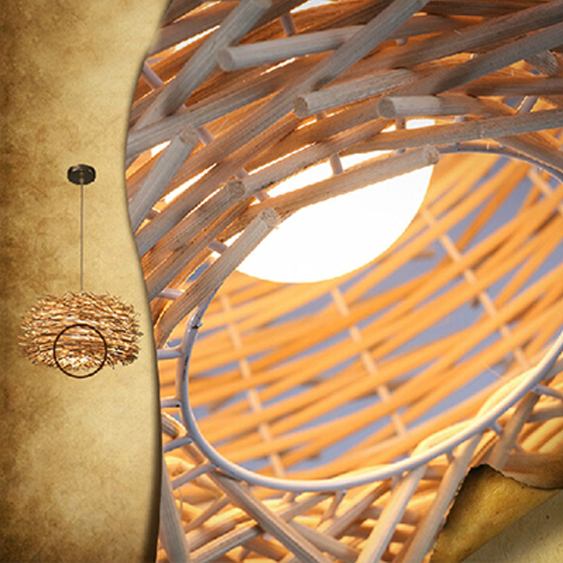 novelty nordic lamp creative wood pendant lights 220v e27 nest bird cage lamp with incandescent bulbs for light home