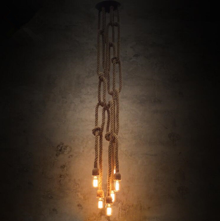 simple creative personality rope chandelier northern europe retro coffee shop restaurant bedroom decorative lamp