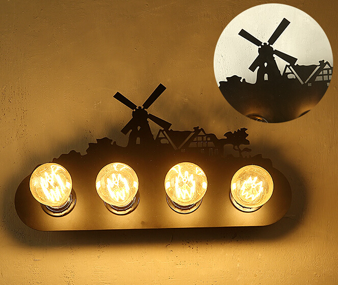 simple personality creative iron wall lamp american industrial retro bedroom bedside restaurant vintage wall light