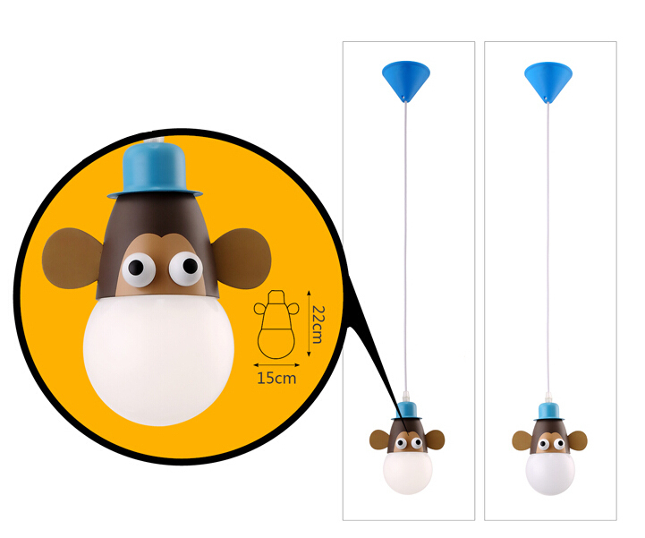 single light novelty lovely pendant light children's kids bedroom animal cartoon giraffe/monkey/zabra ac 110-240v