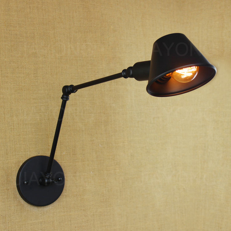 vintage retro wall lamp with bulb ac 90-260v personality adjustable wall light for living room bedroom bedside bathroom
