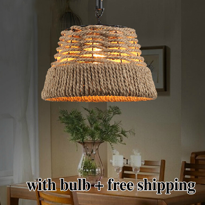 vintage rope pendant light lamp creative personality industrial lamp edison bulb american style for living room