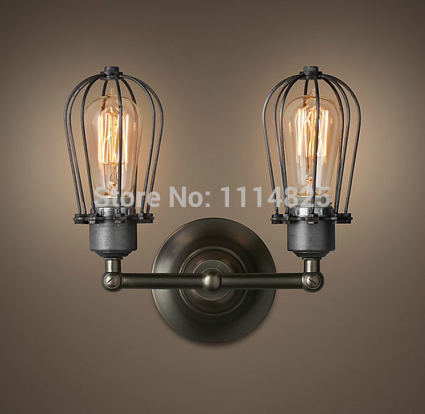 vintage wall light loft industrial country retro iron wall light lamp e27 edison bulbs ac 90-260v