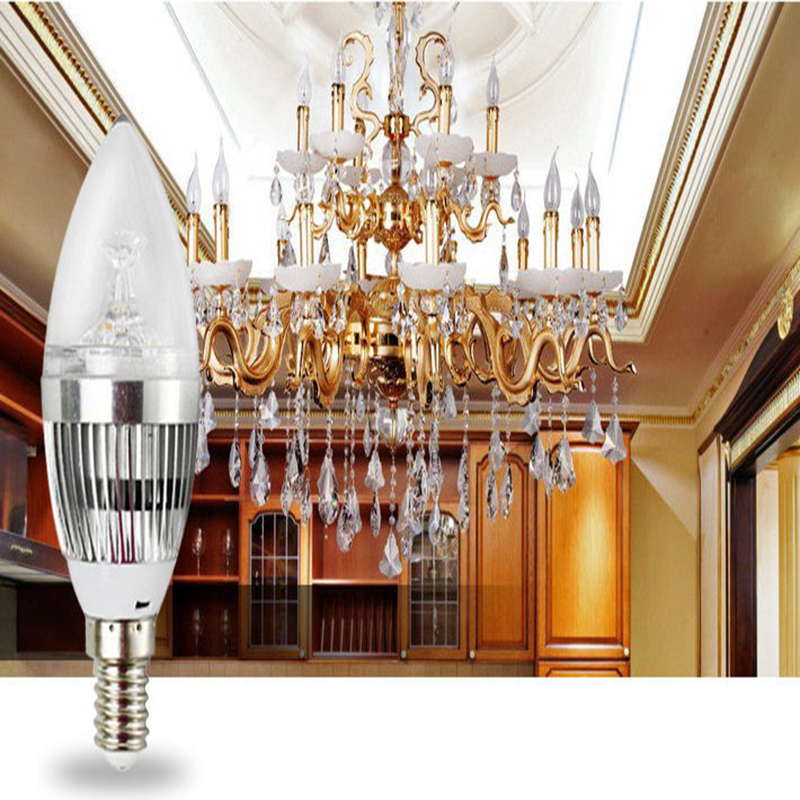 10pcs 2014 new 3w 4w dimmable led candle bulb lamp led candle bulb e14 light silver gold shell cool white warm white spotlight
