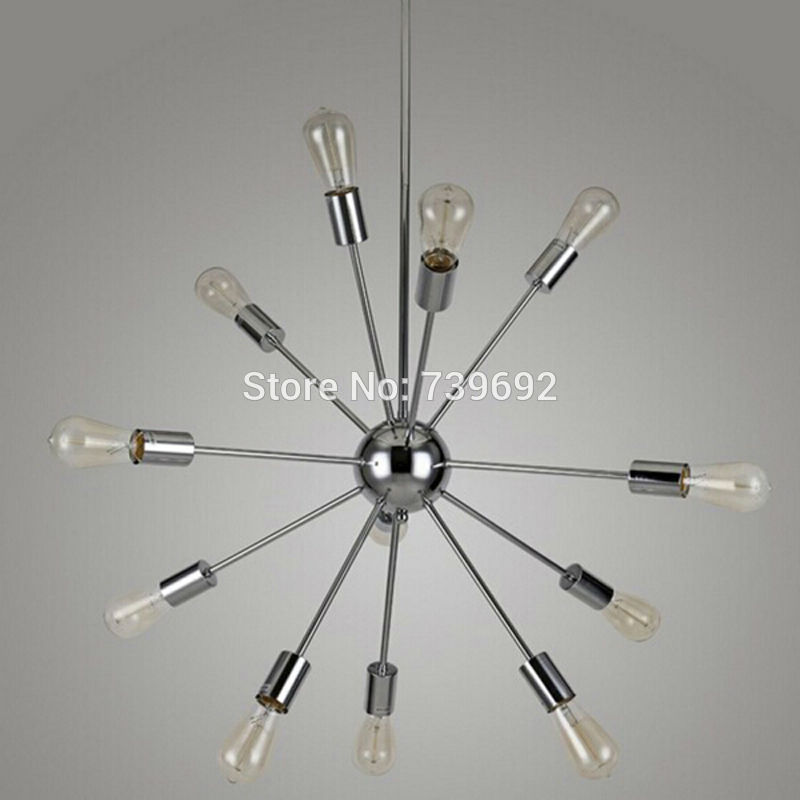 12 lights pendant light silver modern satellite style plated chrome finish industrial residential country lamp for living room