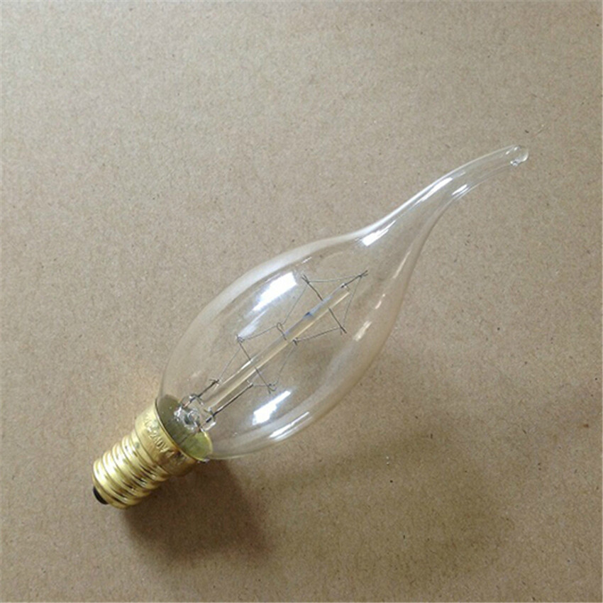 4pcs carbon art antique style light bulbs american vintage edison lamp g35 warm white e14s110v 220v halogen bulbs