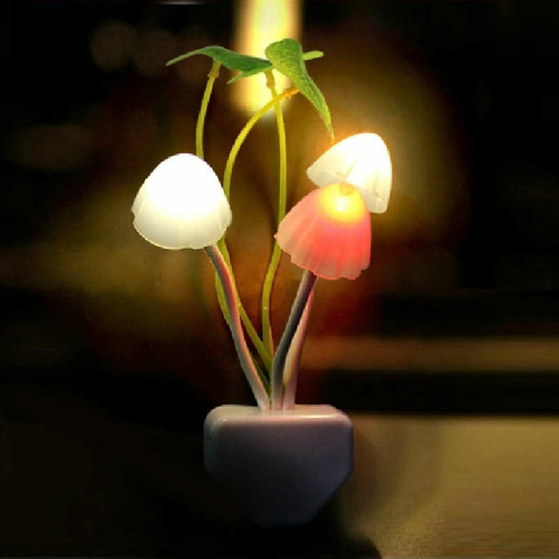 5 pcs novelty night light eu & us plug induction dream mushroom fungus luminaria lamp 220v 3 led mushroom lamp led night lights