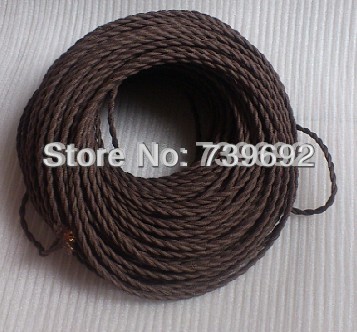 (5m/lot) vintage dark brown knitted cloth twisted electrical wire copper conductor electrical wire pendant light lamps line