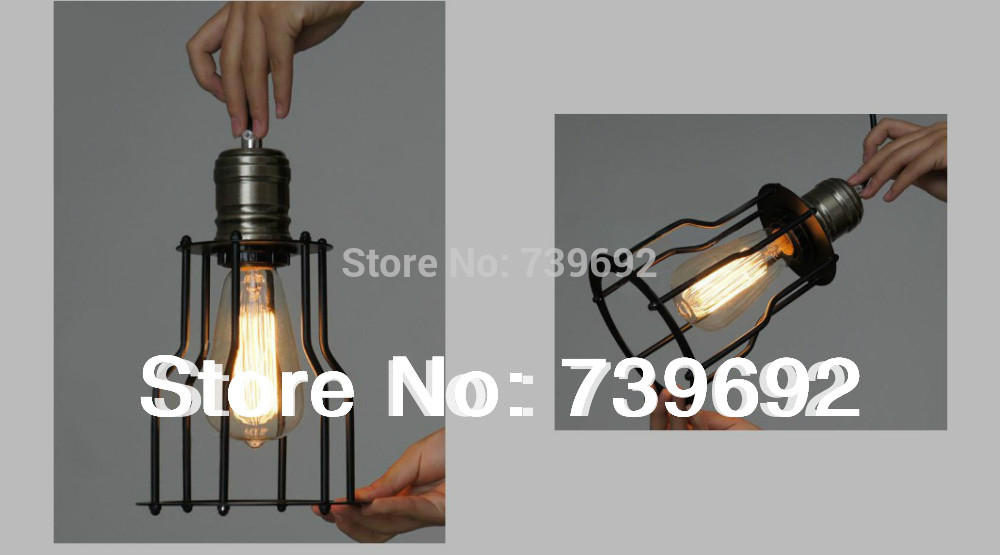 6 lights vintage iron cage pendant lights american style bulbspider hanging lamp for living room home decor.