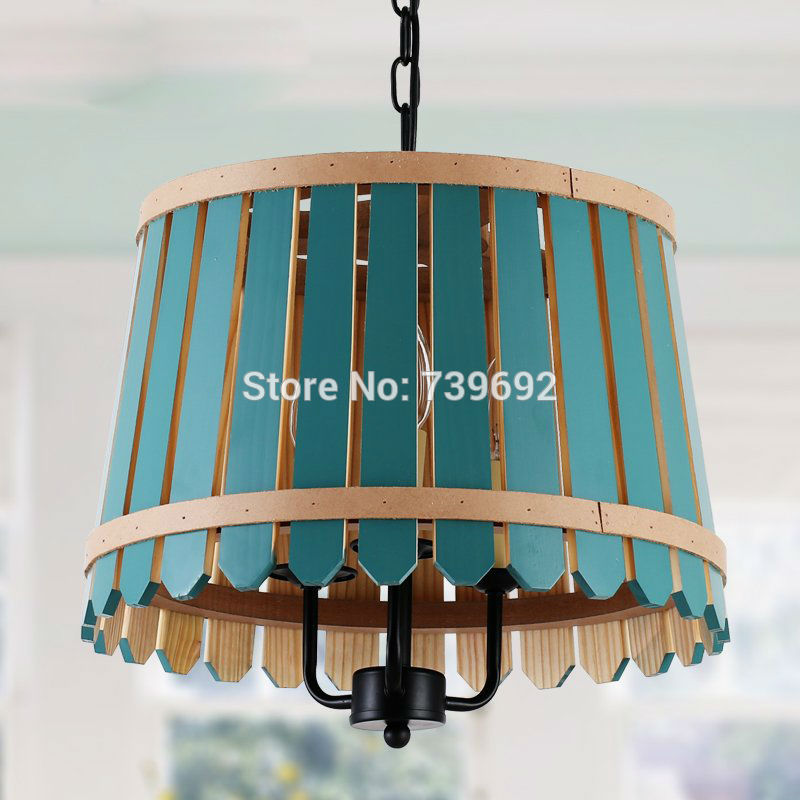 aid.30cm american style e27 40w 220v/110v lamp wood vintage pendant light bar restaurant lamp barrel lamps blue,brown colors