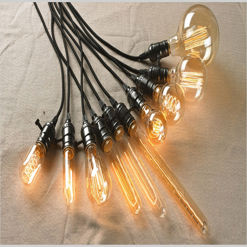 aluminum-pearl black painted pendant light holders with bulbs sold together e27 base 40w pendant lamp for home decoration