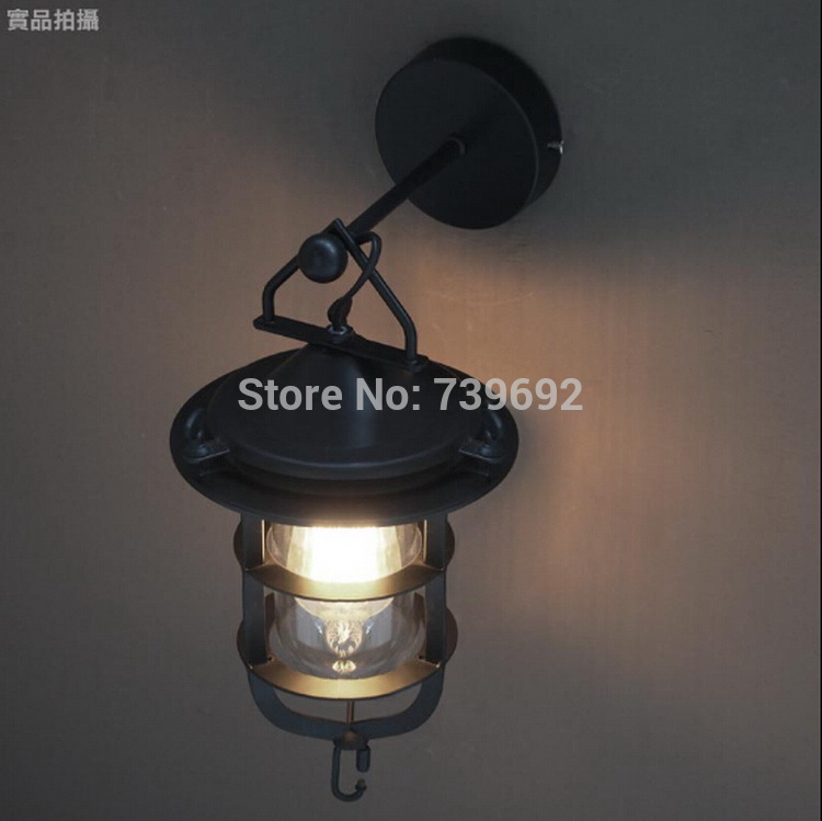 american rural dock loft creative wrought iron wall lamps for corridor balcony coffee bar lamps black