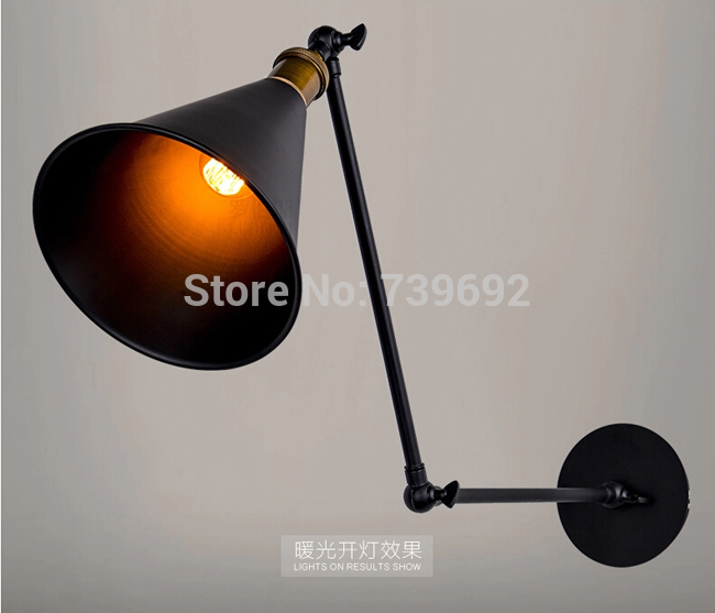 art deco vintage small black umbrella lampshade household adjustable wall lights lamp cafe reading room lamp