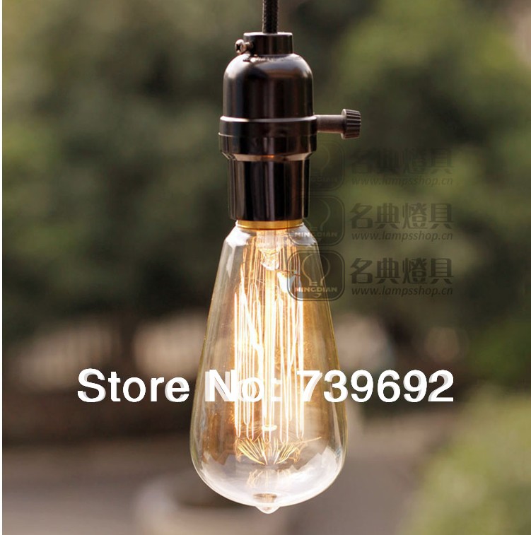 black color e27 vintage american antique phenolic lamp base with canopy +1m wire for pendant light