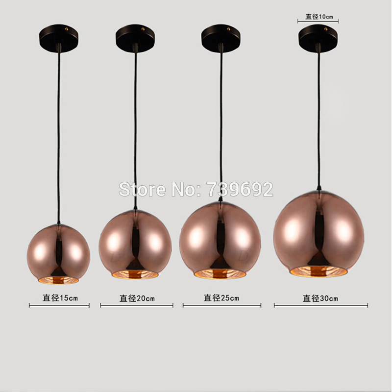 brief modern copper sliver glass shade mirror chandelier light e27 bulb led pendant lamp christmas glass ball lighting