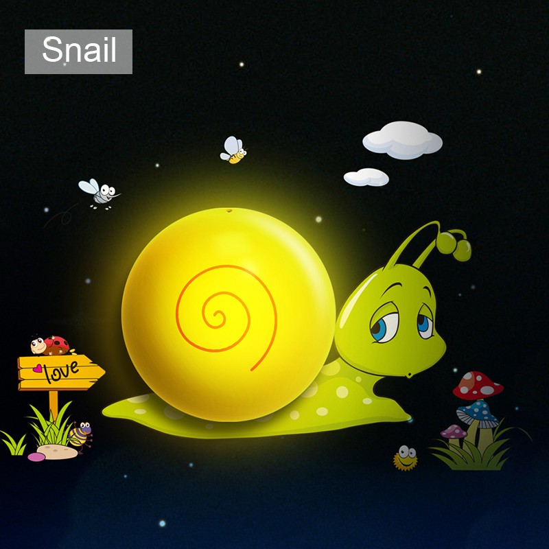 cartoon cute owl/snail/caterpillar wall lamp electric mini creative children diy animals led small night lights