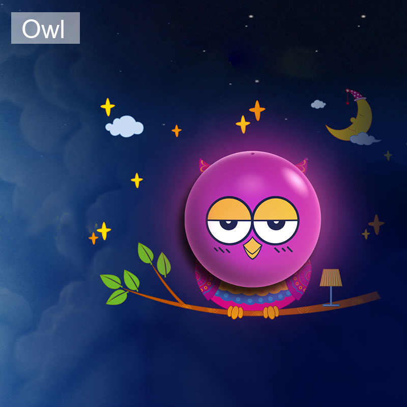 cartoon cute owl/snail/caterpillar wall lamp electric mini creative children diy animals led small night lights