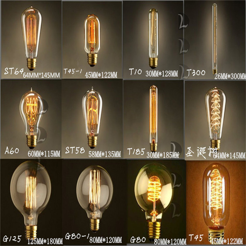 christmas vintage edison bulb clear glass light bulbs 3w/40w/60w e27 bulbs incandescent indoor/outdoor decoration retro lights