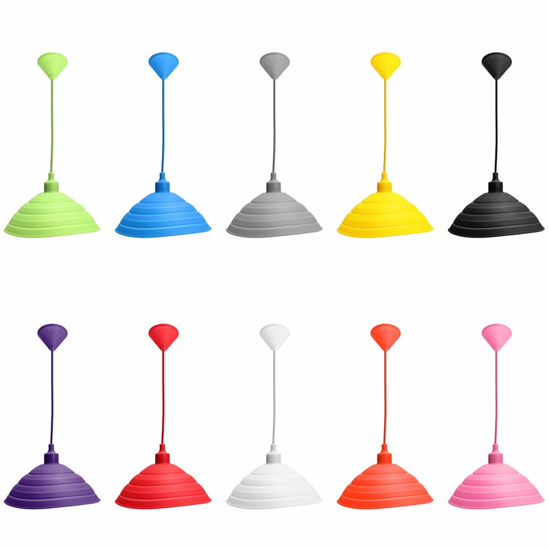 colorful silicone e27/e26 1 meter fabric cable wired lampshade home ceiling pendant lamp bulb light holder ac110-240v