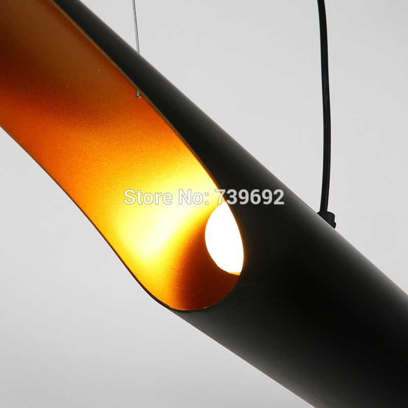 coltrane suspension led lights black aluminum pipe pendant lamp modern art deco led pendant light outer black,inner gold 1 light