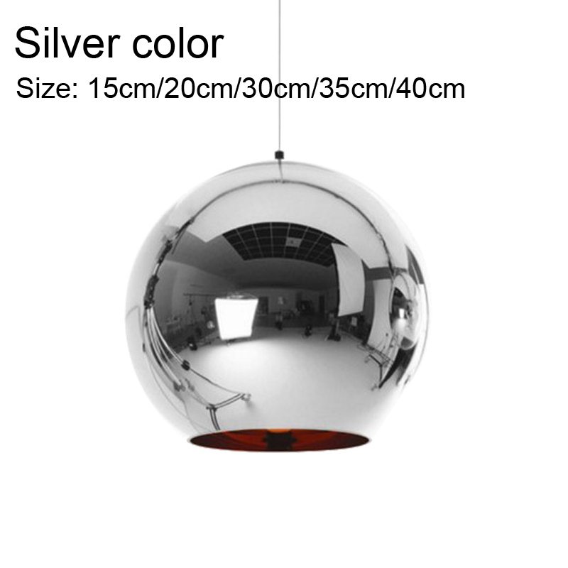 copper sliver shade mirror chandelier light e27 bulb led pendant lamp modern glass ball lighting