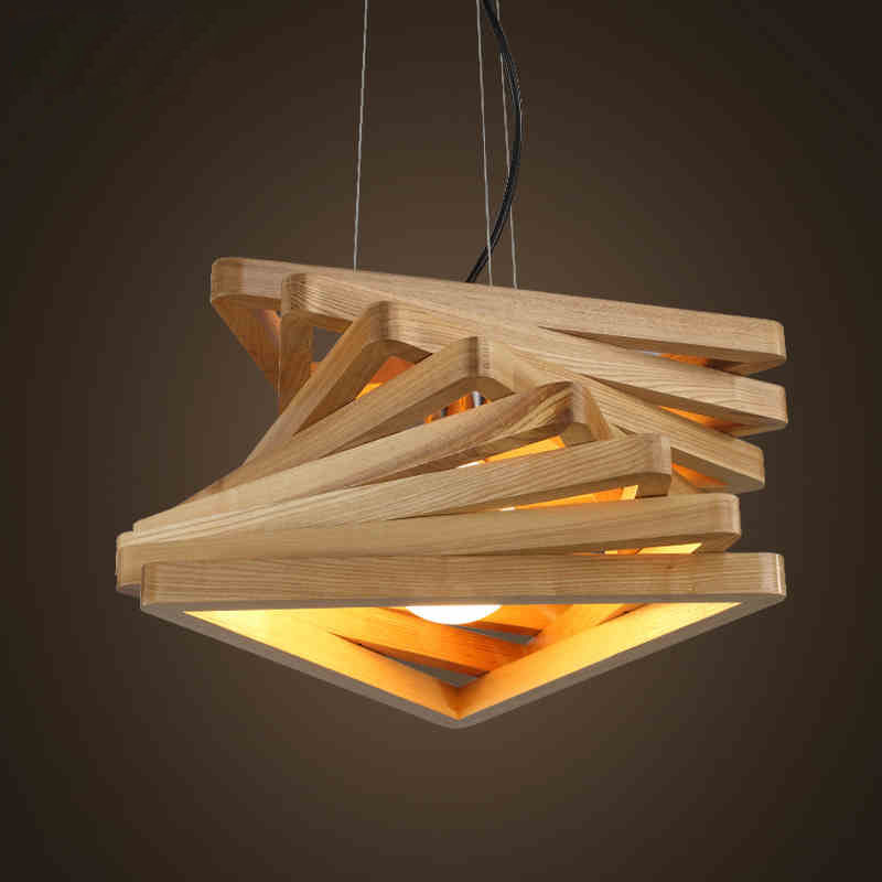 creative design light spiral wood pendant light wood dinning hall hanging lamps wooden rustic lighting fixture living room