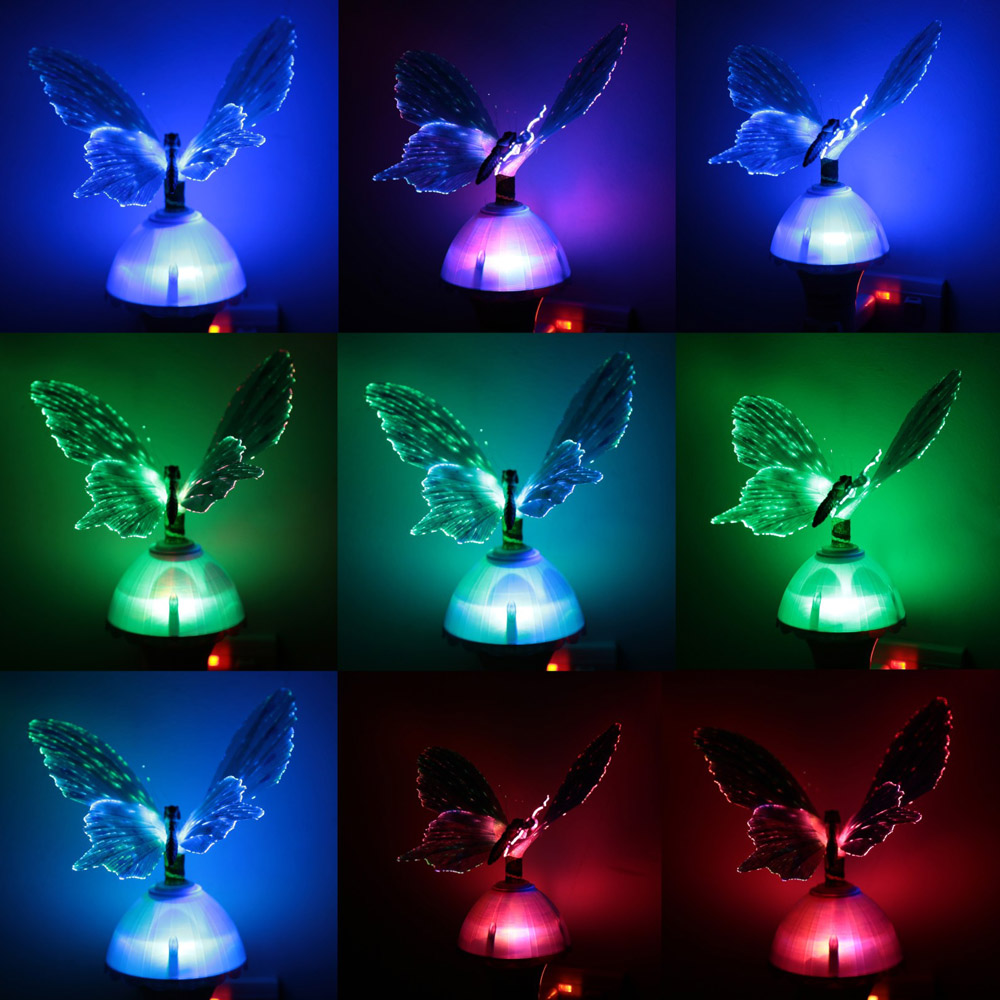 creative rgb romantic fiber optical colorful butterfly led decoration night light for bedroom luminaria led sensor nightlight