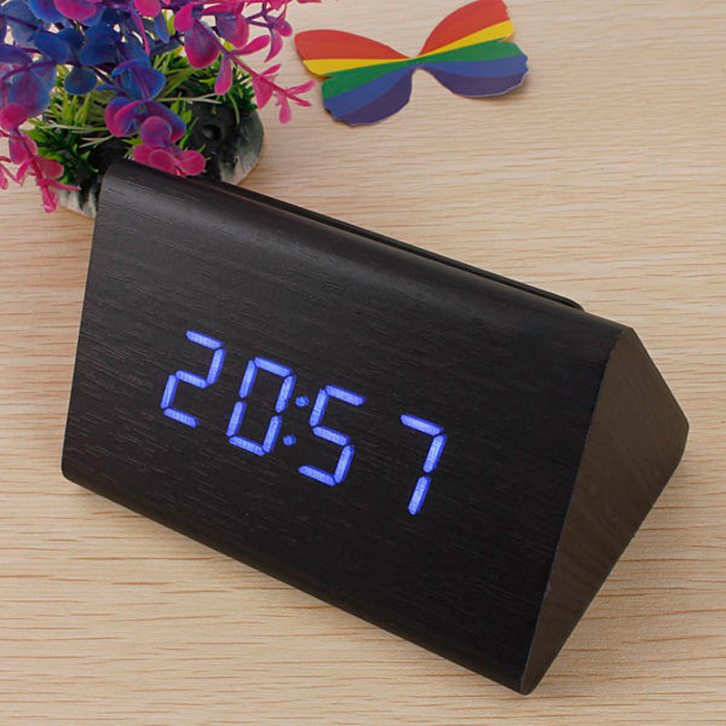 decorative table clocks control sensing alarm temp dual display electronic led clock vintage wooden digital alarm clock