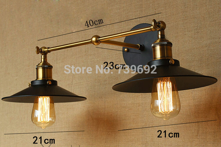 dia.22cm vintage industrial wall mount light double umbrella wall lamps lighting fixture 2*e27 socket