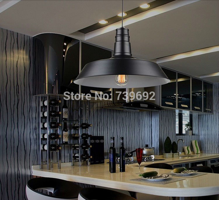 dia.26cm painted black antique iron pendant lights with e27 lamp base for reteraunt, coffee shop decorated