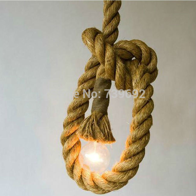 diy personality hemp rope pendant lights lamps dia.2.5cm,l200cm hemp rope clothing pendant lamps,vintage style special discount