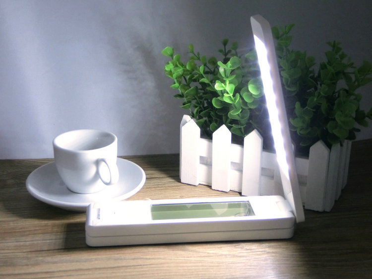 folding led table lamp led rechargeable desk lamp eye protection mini portable led light with calendar alarm clock