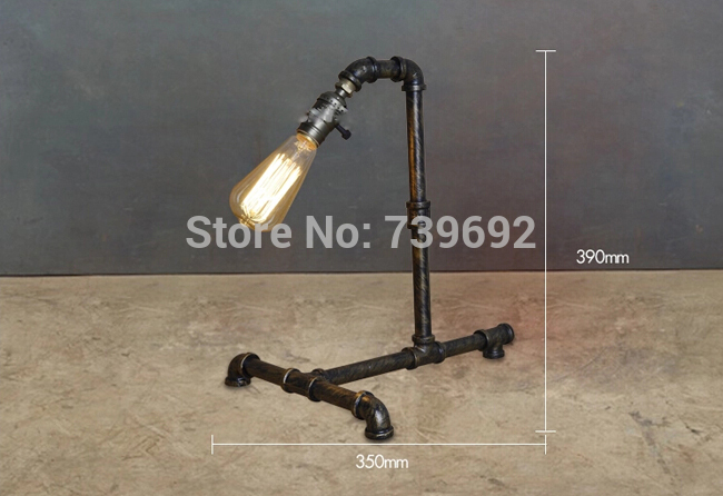 iron loft industrial vintage creative pipe table lamps with edison bulb for coffee bar, club decoration black,green brown color