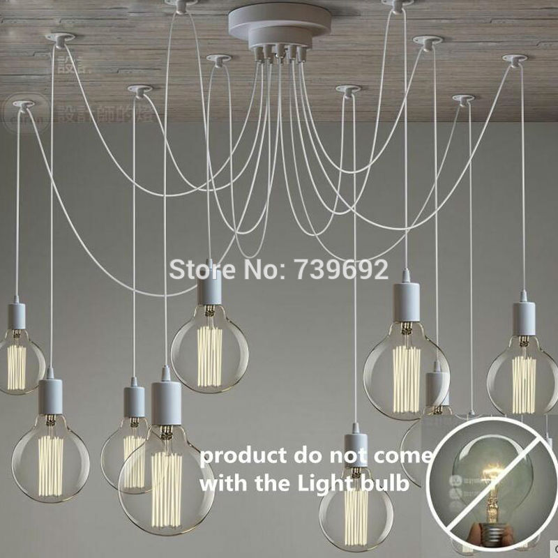 loft modern white lustre chandeliers 6-10 arms retro adjustable edison bulb diy e27 art spider lamp luminaire fixture