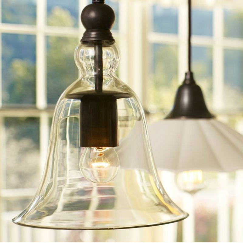 modern bell shape glass bell pendant light glass material hanging lamp edison vintage lamp decor for dining room home lighting