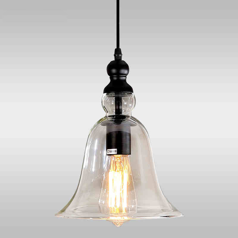 modern bell shape glass bell pendant light glass material hanging lamp edison vintage lamp decor for dining room home lighting