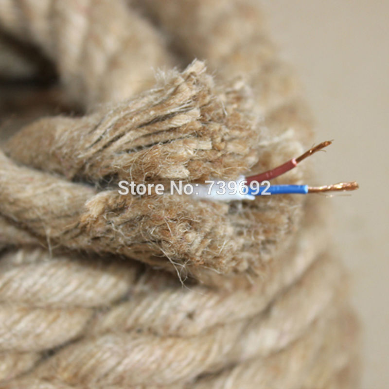new! 1m antique braided hemp rope electrical wire for vintage hemp pendant light cord knitted diy lights accessories 2*0.75mm