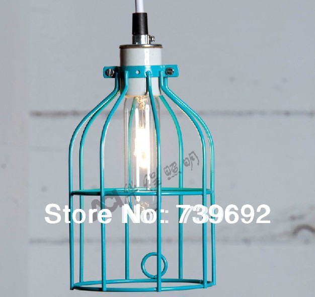 new arrival american countryside style lamps american silk light bulb lamp blue iron pendant light +e27 aluminum socket