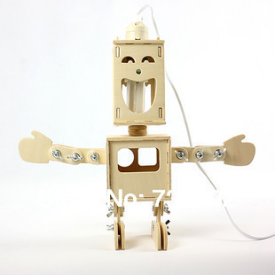 new fashion creative unique diy digital wood double faced robot table lamps with energy saing bulbs