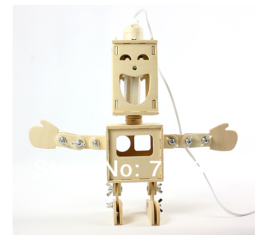 new fashion creative unique diy digital wood double faced robot table lamps with energy saing bulbs