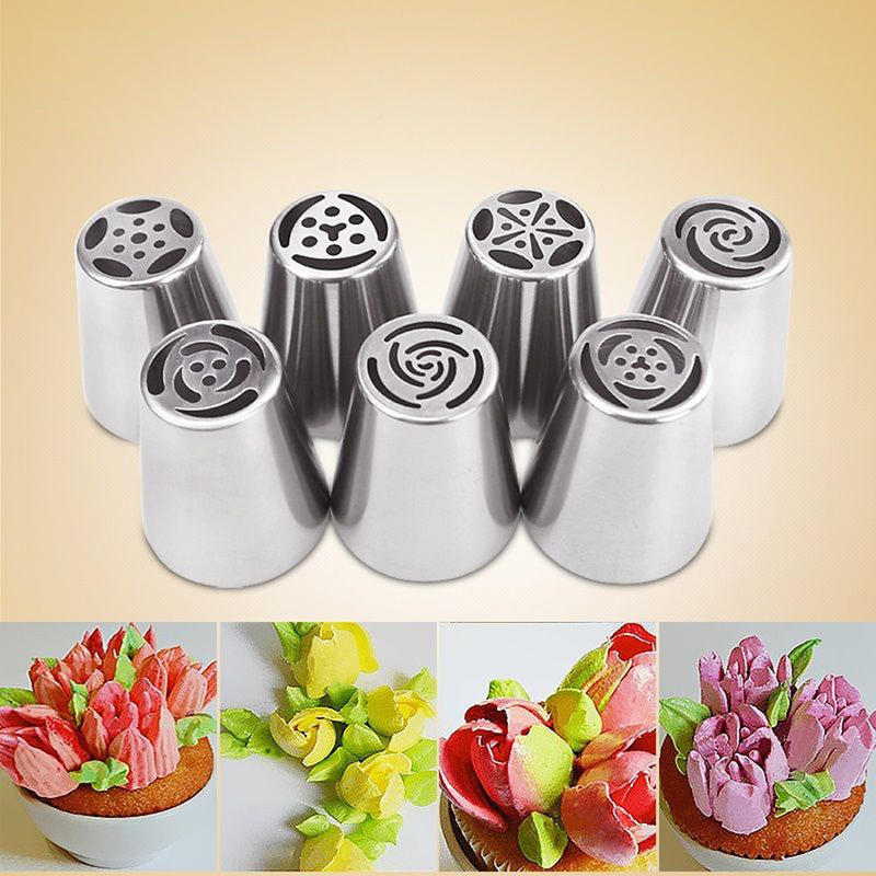 newest 7pcs/set russian icing piping nozzl cake decorating sugarcraft pastry tool cake tools