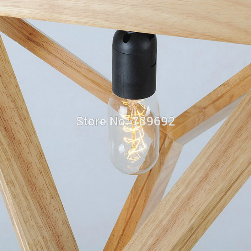 nordic triangle oak chandelier restaurant cafe clothing creative personality retro decorative modern hanging lamps for canteen