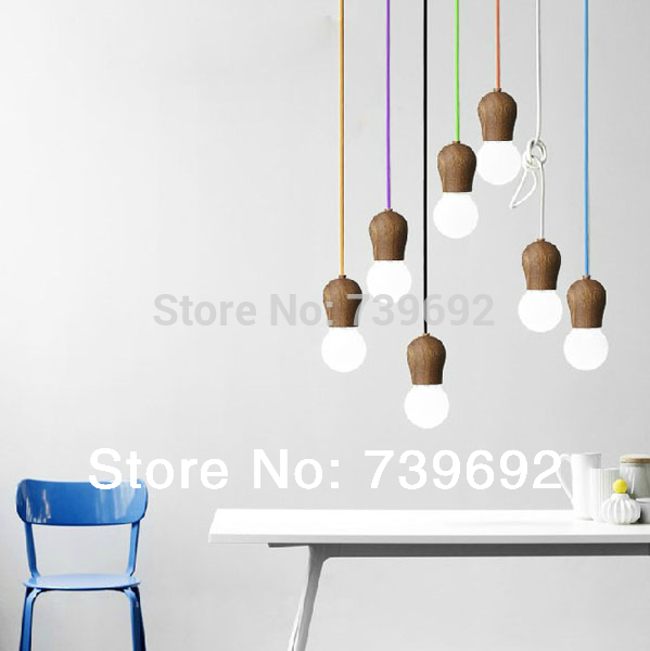 north europe style dia.6.5 cm new design loft bar decoration solid wood pendant lights lamps natural color e27 lamp base