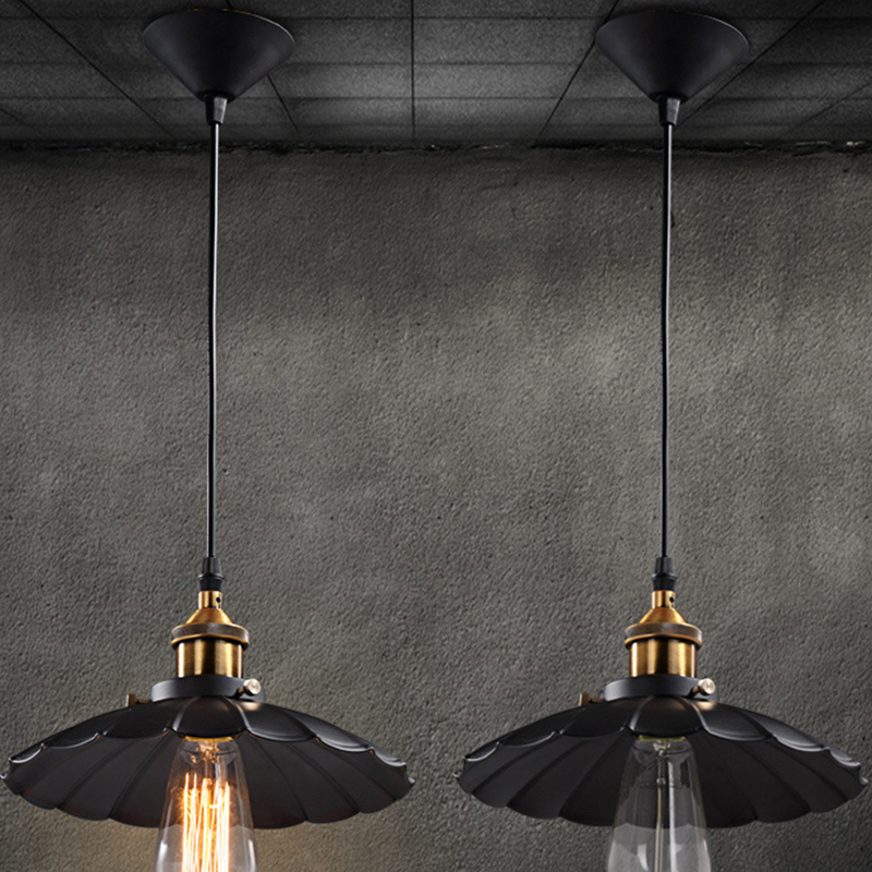 retro iron pendant lamp industrial style hanging lighting black shade one head led lights for bar el home