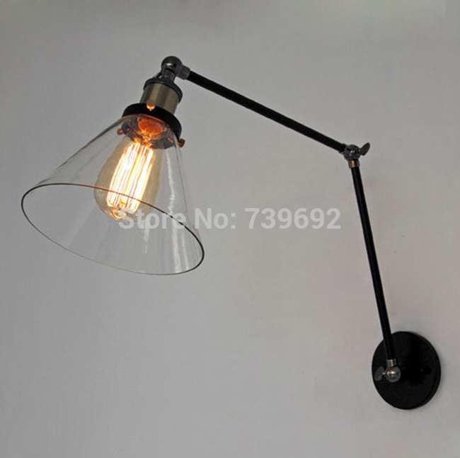 retro two swing arm wall lamp sconces glass shade baking finish rh restoration light fixture,wall mount swing arm lamps