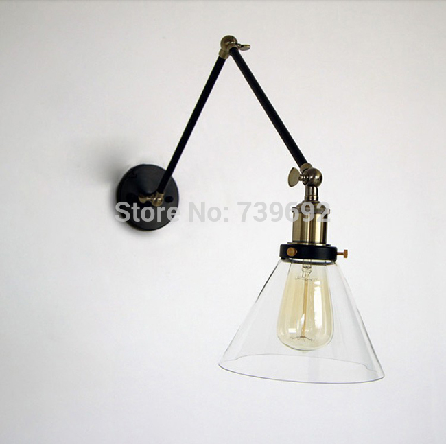 retro two swing arm wall lamp sconces glass shade baking finish rh restoration light fixture,wall mount swing arm lamps