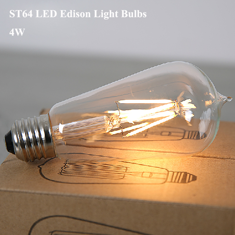 retro vintage e27 led light bulb sapphire chip st64 2w 4w 6w 8w led edison bulbs transparent glass warm white cold white