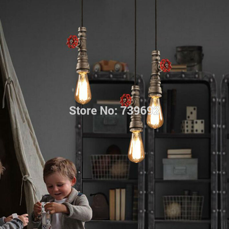retro water pipe pendant lamps personalized bar lighting hanging lamp for warehouse ktv bar fixture 1*e27