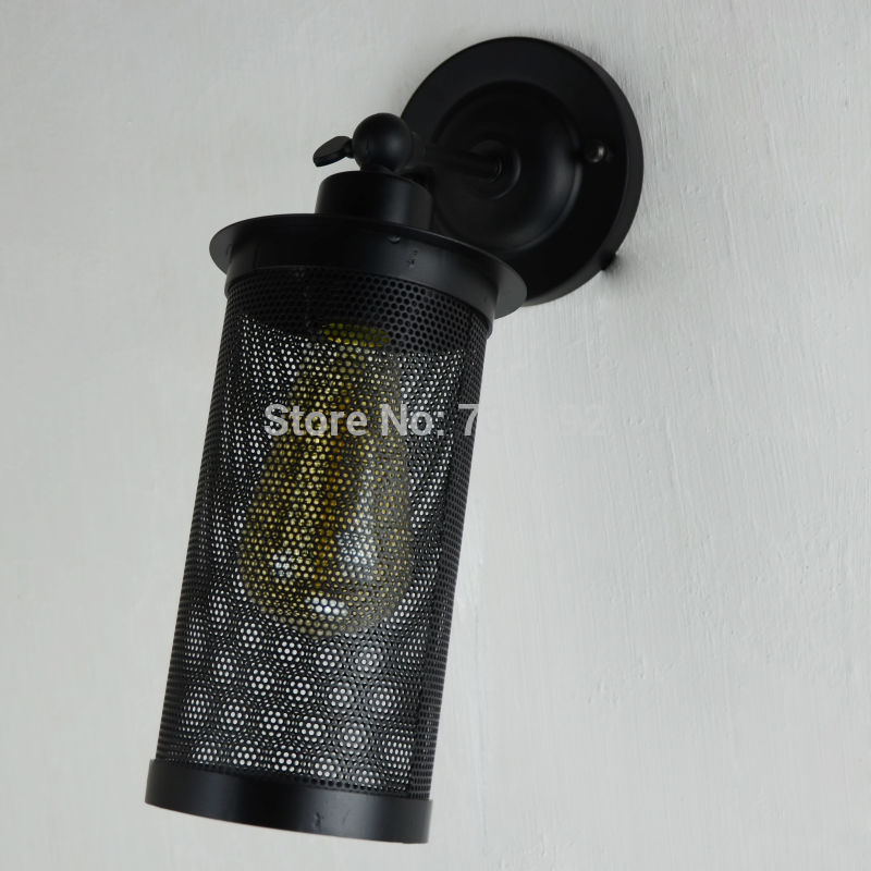 rural wrought iron net wall lamps and lanterns of classical engineering loft home lighting black,