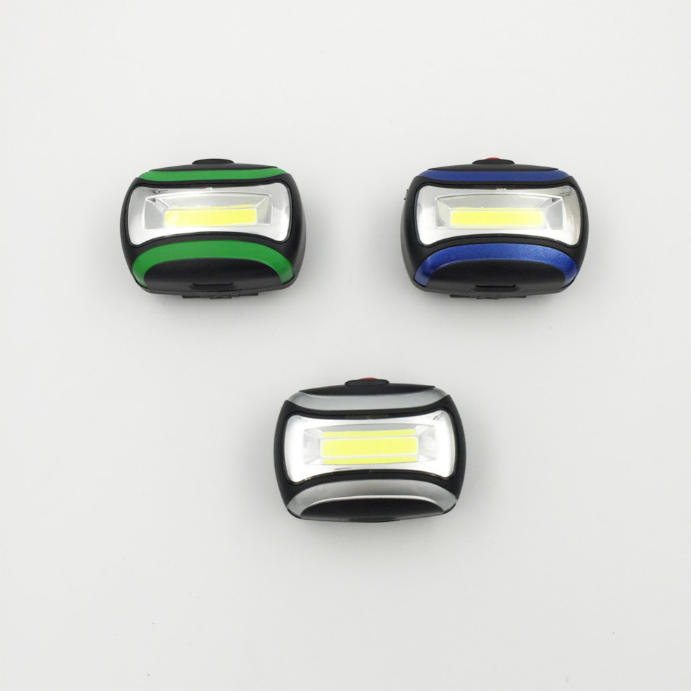 3 colors led mini cob headlight fishing outdoor camping riding light pvc 3 modes headlamp use 3*aaa batteries drop